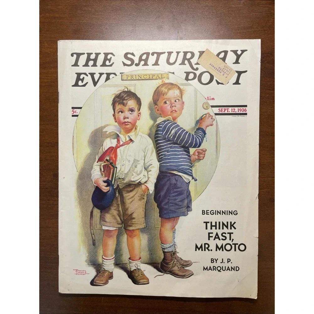Sept.‎ 12, 1936 Boys Visit Principal's Office THE SATURDAY EVENING POST COVER